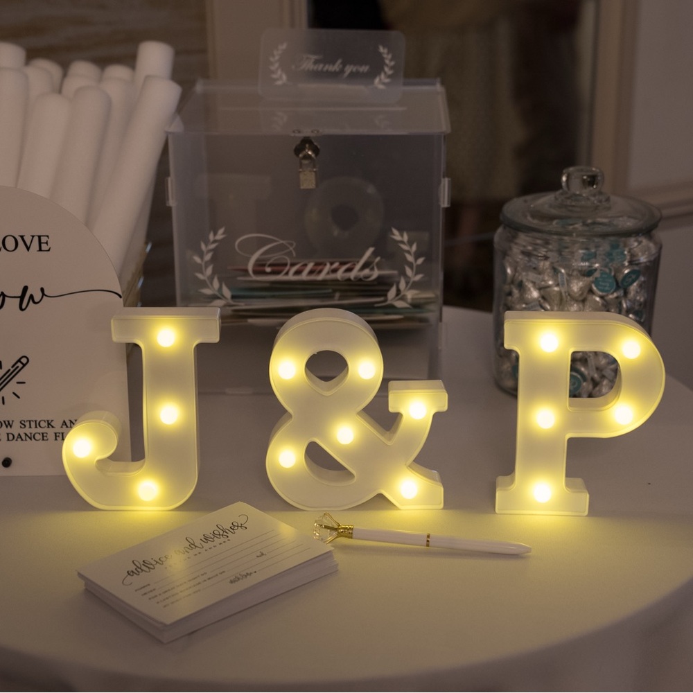 White LED Marquee Wall Letters "J & P" - Decorative Home Wall Decor